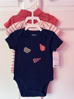 Carter's Navy Baby Bodysuit with Game Day Patches - Navy & Red